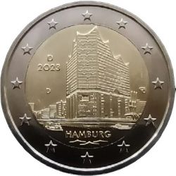  Allemagne - 2 Euro 2023 - État de Hambourg et la Philharmonie de l’Elbe