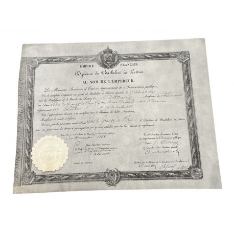 Diplome de Bachelier es lettres - Empire français - 1868