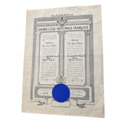 Diplôme Maçonnique  - Grande Loge Nationale Française -  Grand expert - 1971
