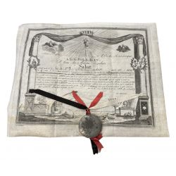Diplôme Maçonnique - Triple lumière - grade rose croix - avec cachet dans une boite