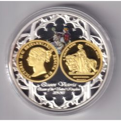 Médaille - Victoria - 1839 - monarques européens - cuivre argenté et doré - 50mm