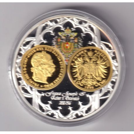 Médaille - François joseph - 10 corona 1893 - monarques européens - cuivre argenté et doré - 50mm