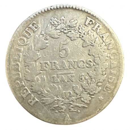 5 Francs Union et Force - AN 5 A Paris - B/TB