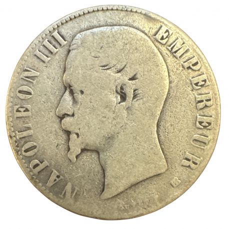 5 Francs Napoléon III - 1856 BB Strasbourg - Tête nue - B+