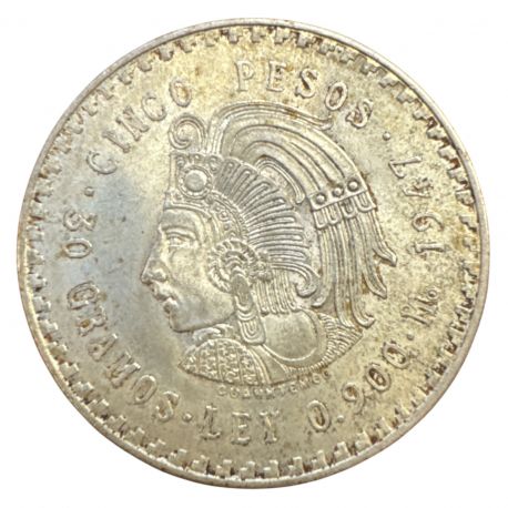 Mexique - 5 Pesos 1947 - Cuauhtemoc - argent - TTB