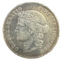 Suisse - 5 Francs - 1889 B Berne  - argent - TB