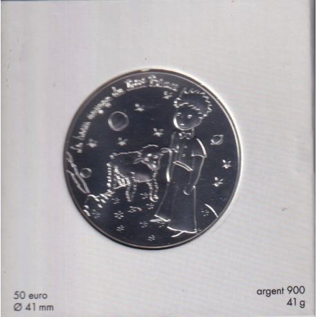 50 Euro 2016 - Le Petit Prince avec le mouton - le beau voyage du petit prince - argent