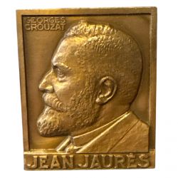 Plaquette - Jean Jaures - 1980 - bronze - georges crouzat - TTB+