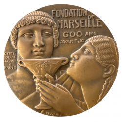 Médaille - Fondation de Marseille - 600 ans av JC - bronze 68,5mm - Vezien - TTB+