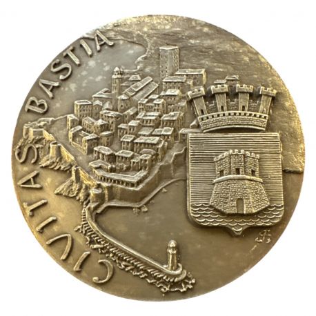 Médaille - Inauguration du front de mer de Bastia - 1983 - bronze argenté - TTB