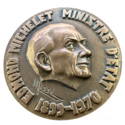 Médaille - Edmond Michelet - Ministre d'état 1899-1970 - Dachau - bronze 68mm - SUP