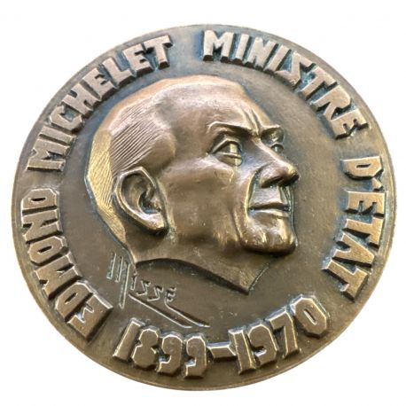Médaille - Edmond Michelet - Ministre d'état 1899-1970 - Dachau - bronze 68mm - SUP