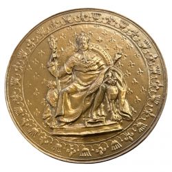 Médaille - Reproduction - Avenement au trône Louis XVIII - commune de Sommieres - 1983 - bronze 86mm - SUP
