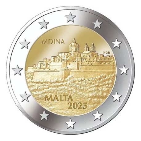 Malte - 2 Euro 2025 - Ville de Mdina - UNC sorti de rouleau