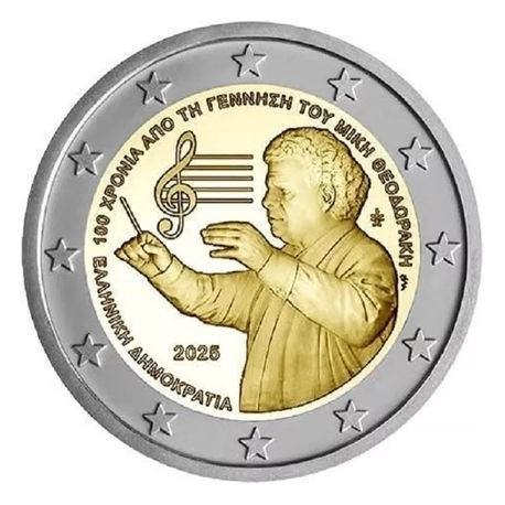 Grèce - 2 Euro 2025 - 100e anniversaire de la naissance de Mikis Theodorakis 
