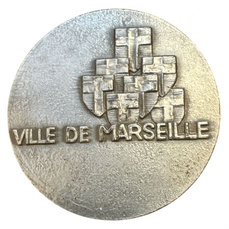 Médaille - Ville de Marseille - bronze argenté - 68mm - 1974 - TTB