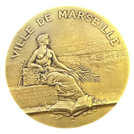 Médaille - Ville de Marseille - bronze - 68mm - gravure prefet - TTB+