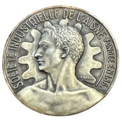 Médaille - Société industrielle de l'Aisne - 1957 - Sucrerie de Marle - bronze argenté - 59mm - TTB+