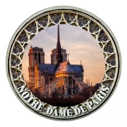 2 Euro couleur - Notre-dame de Paris - coucher de soleil