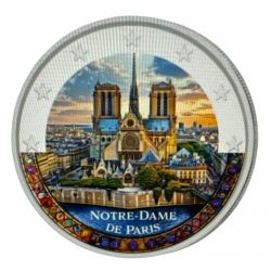 2 Euro couleur - Notre-dame de Paris - vue du ciel