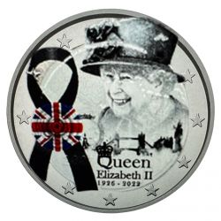 2 Euro couleur - Reine Elisabeth II - 1926-2022 - ruban noir