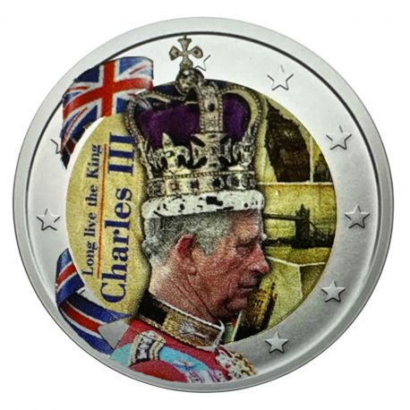 2 Euro couleur - Longue vie au Roi Charles III
