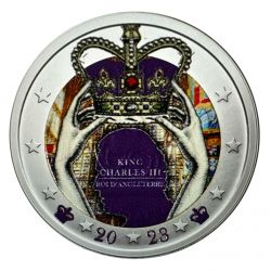 2 Euro couleur - couronnement Roi Charles III - 2023 - avec couronne 