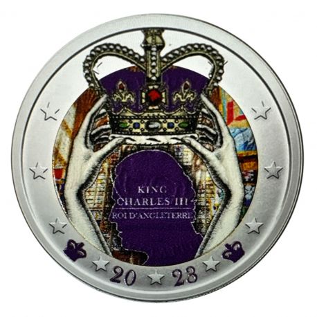 2 Euro couleur - couronnement Roi Charles III - 2023 - avec couronne 
