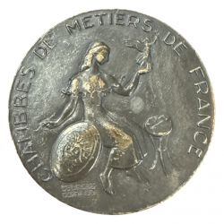 Médaille - Chambres de métiers de France - L'artisanat Français reconnaissant - Guiraud - bronze argenté - 59mm