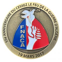 Médaille - 55e anniversaire du cessez le feu de la guerre d'Algérie - 19 mars 2017 - 80mm - bronze