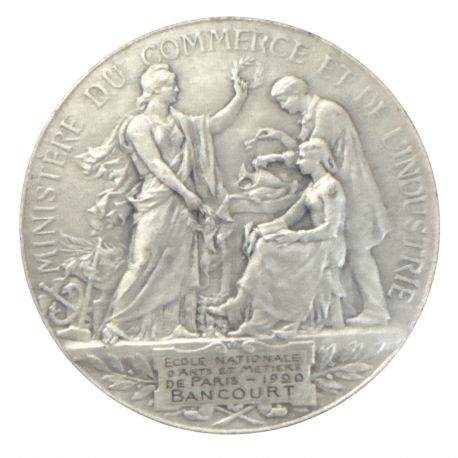Médaille - École nationale d'arts et métiers de paris - 1920 - argent 59,98g - 50mm - TTB+
