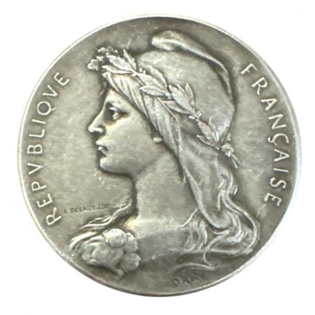 Médaille - Association Sténographique unitaire - 1911 - argent 34,18g - 42mm - Desaide et Roty - TTB+