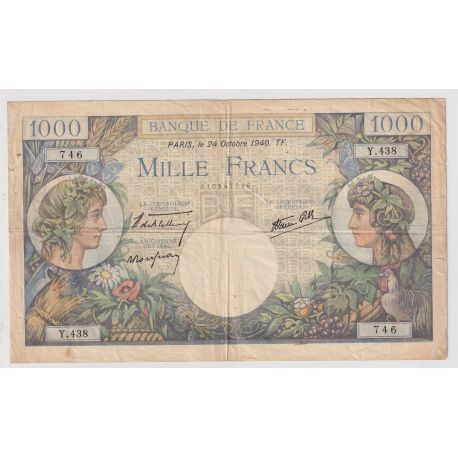 1000 Francs Commerce et Industrie - 24.10.1940 - TB+