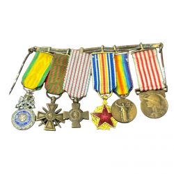 Barette 6 décorations - 1914-18 - WWI - réduction