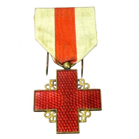 Médaille - Croix rouge - en émail rouge