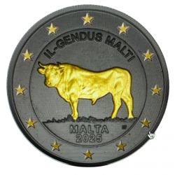 Malte - 2 Euro 2025 - Le boeuf Maltais - Finition ruthénium
