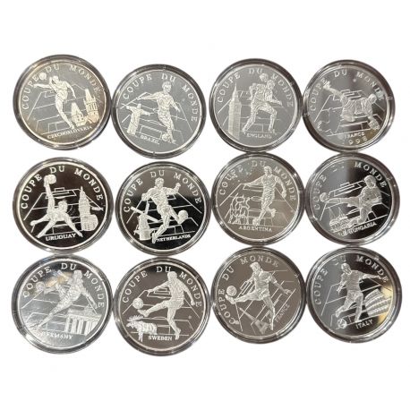 Lot 12 Médailles - Coupe du monde Football 1998 - argent