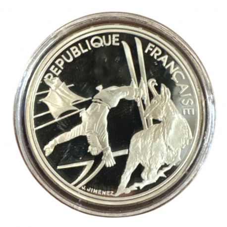 100 Francs - JO Albertville 1992 - Ski acrobatique 1990 - sans écrin ni certificat - argent BE - FDC