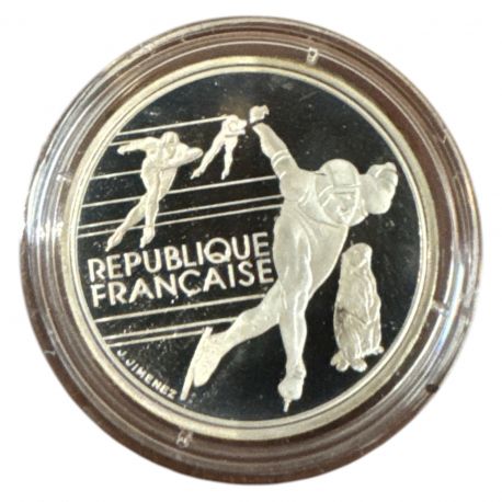 100 Francs - JO Albertville 1992 - Patinage vitesse 1990 - sans écrin ni certificat - argent BE - FDC