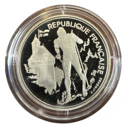 100 Francs - JO Albertville 1992 - Ski de fond 1991 - sans écrin ni certificat - argent BE - FDC