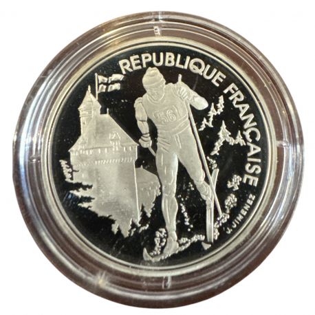 100 Francs - JO Albertville 1992 - Ski de fond 1991 - sans écrin ni certificat - argent BE - FDC