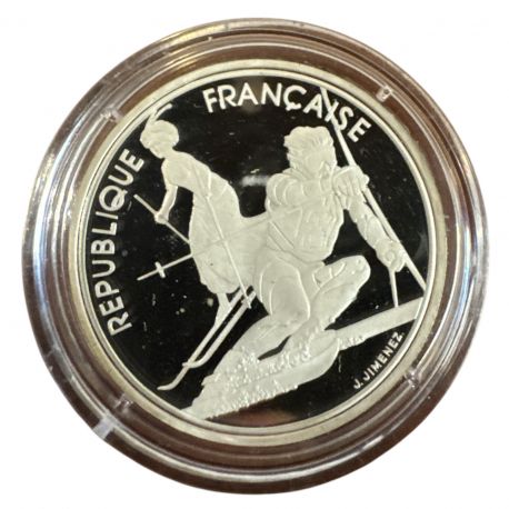 100 Francs - JO Albertville 1992 - Slalom 1990 - sans écrin ni certificat - argent BE - FDC