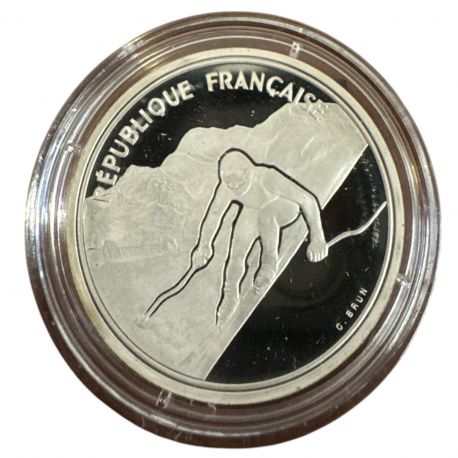 100 Francs - JO Albertville 1992 - Ski alpin 1989 - sans écrin ni certificat - argent BE - FDC