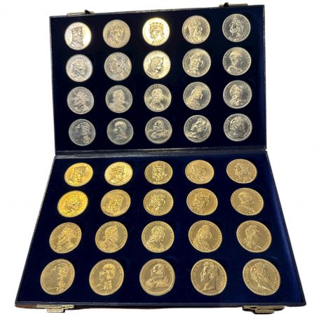 Coffret 40 Médailles - Rois de France - Jeu de dames - 34,5mm - 0,60mm épaisseur