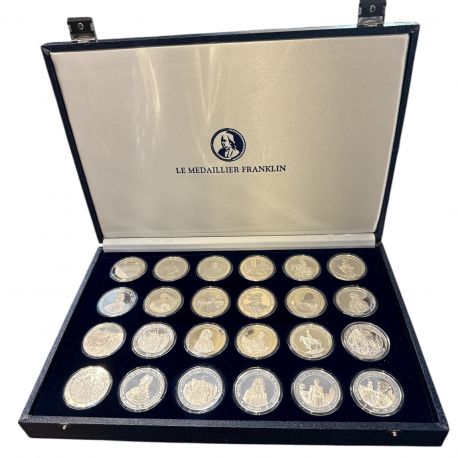 Coffret 24 Médailles - L'Histoire de France - en argent - 40mm
