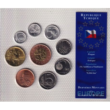 République tchèque - Plaquette 9 monnaies 