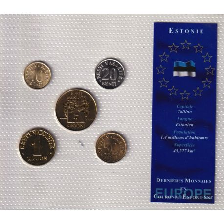 Estonie - Plaquette 5 monnaies 