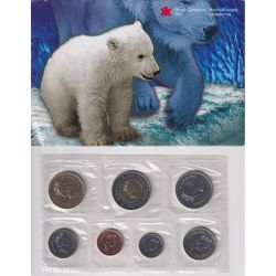 Canada - Série 7 monnaies - 2000 - FDC - avec enveloppe ours polaire et certificat