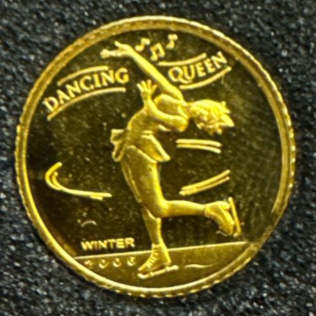 Mongolie - 1000 Tugrik 2006 - Patinage dancing queen - Or 1,24g 0,999 - FDC