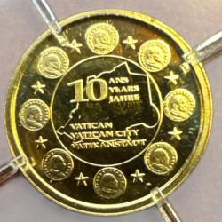 Médaille - 10 ans de l'euro - 2012 - or 0,5g 0,333 - FDC